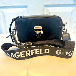 NWOT Karl Lagerfeld Black Belt Bag with Iconic Logo
